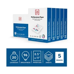 Sale ™ 8.5" x 11" Multipurpose Paper, 20 lbs., 96 Brightness, 500 Sheets/Ream, 5 Reams/Carton (TR56963) Multipurpose Paper