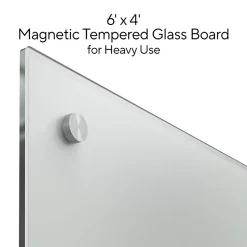 Online ™ Magnetic Tempered Glass Dry Erase Board, White, 6' x 4' (TR61197) Dry Erase