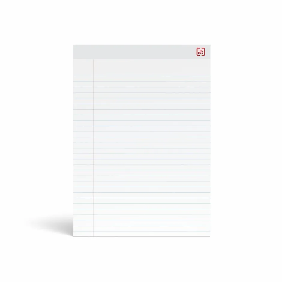 TRU RED ™ Notepad, 8.5" x 11.75", Wide Ruled, White, 50 Sheets/Pad, Dozen Pads/Pack (TR58188)