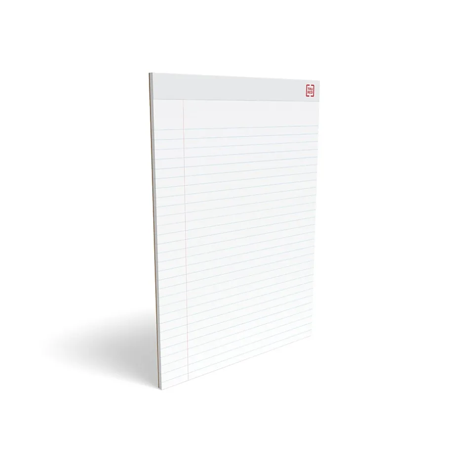 TRU RED ™ Notepad, 8.5" x 11.75", Wide Ruled, White, 50 Sheets/Pad, Dozen Pads/Pack (TR58188)