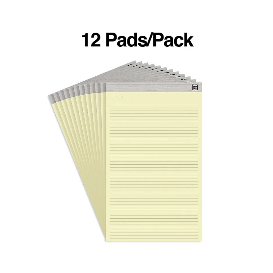 TRU RED ™ Notepads, 8.5" x 14", Wide Ruled, , 50 Sheets/Pad, 12 Pads/Pack (TR57386) Canary Hot