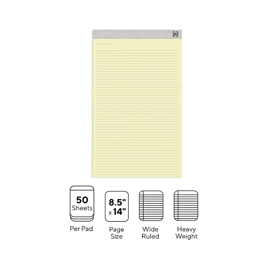 TRU RED ™ Notepads, 8.5" x 14", Wide Ruled, , 50 Sheets/Pad, 12 Pads/Pack (TR57386) Canary Hot