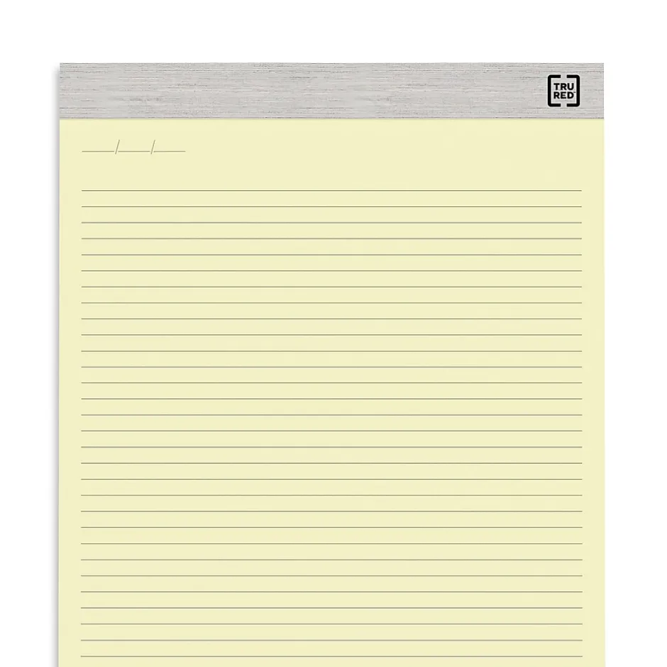 TRU RED ™ Notepads, 8.5" x 14", Wide Ruled, , 50 Sheets/Pad, 12 Pads/Pack (TR57386) Canary Hot