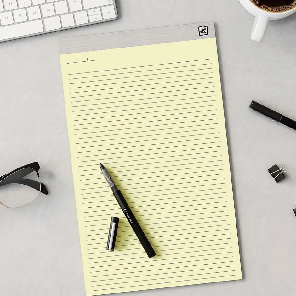 TRU RED ™ Notepads, 8.5" x 14", Wide Ruled, , 50 Sheets/Pad, 12 Pads/Pack (TR57386) Canary Hot