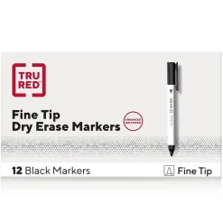 TRU RED ™ Pen Dry Erase Markers, Fine Tip, Black, 12/Pack (TR61435/TR54566) Best