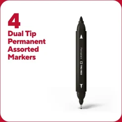 TRU RED ™ Pen Permanent Markers, Twin Tip, Assorted, 4/Pack (TR57828) Assorted Colors Outlet