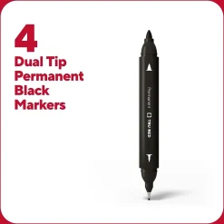 TRU RED ™ Pen Permanent Markers, Twin Tip, , 4/Pack (TR57829) Black