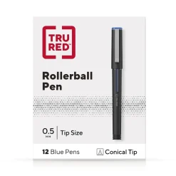 TRU RED ™ Rollerball Pens, Conical Tip, , Dozen/Pack (TR57322) Blue New