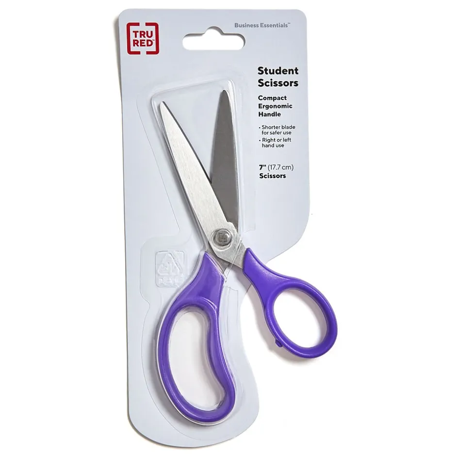 TRU RED ™ Student 7" Stainless Steel Scissors, Straight Handle, Right & Left Handed, Assorted Colors (TR55048) Sale