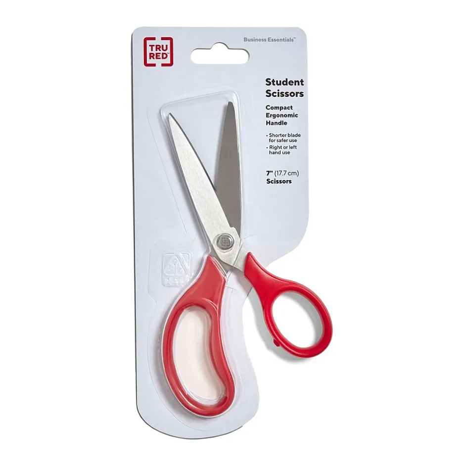 TRU RED ™ Student 7" Stainless Steel Scissors, Straight Handle, Right & Left Handed, Assorted Colors (TR55048) Sale