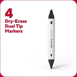 TRU RED ™ Tank Dry Erase Markers, Twin Tip, Assorted, 4/Pack (TR61439/TR57838) New
