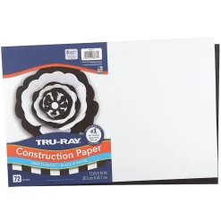 Outlet 12" x 18" Construction Paper, Black/White, 72 Sheets/Pack (P6677) Construction Paper