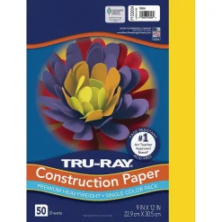 Online Tru-Ray 9" x 12" Construction Paper, Yellow, 50 Sheets (P103004) Construction Paper