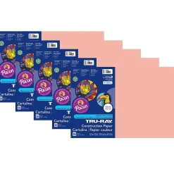 Online Tru-Ray® Construction Paper, Salmon, 12" x 18", 50 Sheets Per Pack, 5 Packs (PAC103042-5) Construction Paper
