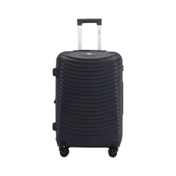 TUCCI Italy FLETTERE 22.8" Hardside Carry-On Suitcase, 8-Wheeled Spinner, Black (T0281-20in-BLK)