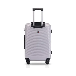 TUCCI Italy FLETTERE 22.8" Hardside Carry-On Suitcase, 8-Wheeled Spinner, Silver (T0281-20in-SLV)