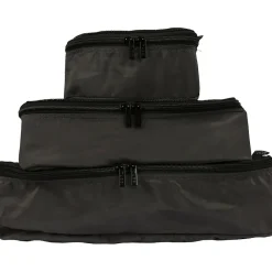 TUCCI 3-Piece Fabric Packing Cube Set, Water Resistant, Black (T0553-BLK)