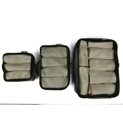 TUCCI 3-Piece Fabric Packing Cube Set, Water Resistant, Black (T0553-BLK)