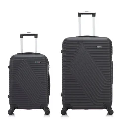 TUCCI VOYAGE Vertice 2-Piece Hardside Spinner Luggage Set, TSA Checkpoint Friendly, (V0001-02PC-BLK)