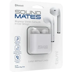 Tzumi SoundMates Wireless Bluetooth Earbuds with Protective Charging Case, White (5761)