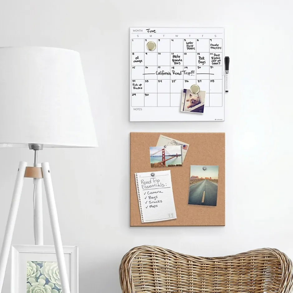 Sale Cork & Steel Combo Dry-Erase & Bulletin Board, Frameless, 1.17' x 1.17' (3889U00-01) Dry Erase