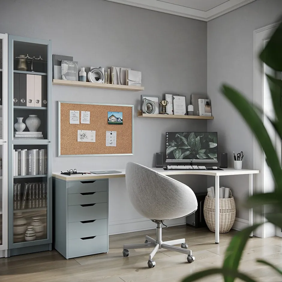 New Cork Bulletin Board, 35" x 23", Silver Aluminum Frame Bulletin