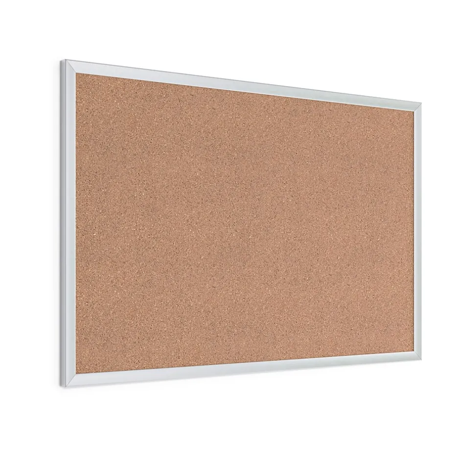 New Cork Bulletin Board, 35" x 23", Silver Aluminum Frame Bulletin