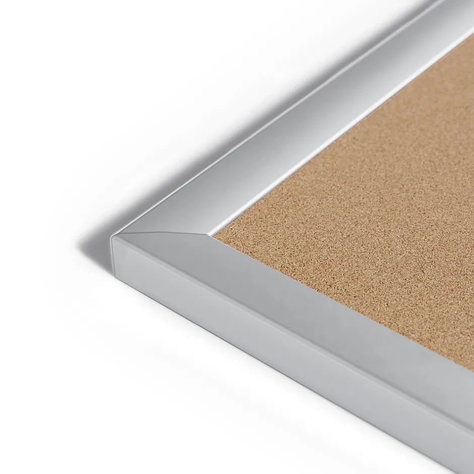 New Cork Bulletin Board, 35" x 23", Silver Aluminum Frame Bulletin