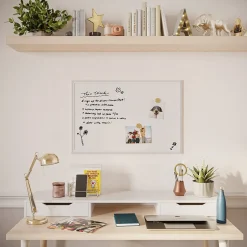 Outlet Magnetic Dry Erase Whiteboard, White Decor Frame, 30