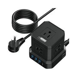 Surge Protectors & Power Strips<Uncaged Ergonomics Cube 5-Outlet 4-USB Port Surge Protector, 10', Black (PC-b-c)