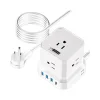 Surge Protectors & Power Strips<Uncaged Ergonomics Cube 5-Outlet 4-USB Port Surge Protector, 10', White (PC-w-c)
