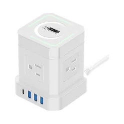 Surge Protectors & Power Strips<Uncaged Ergonomics Cube 4-Outlet 4-USB Port Surge Protector, 10', White (WC-10-w)