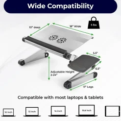 Uncaged Ergonomics WorkEZ Cool Laptop Riser, 18 x 11”, Silver (WECs)