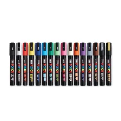uni-ball Uni POSCA Permanent Specialty Marker, Medium Bullet Tip, Assorted Colors, 16/Pack (PC5M16C) New
