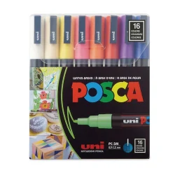 uni-ball Uni POSCA Permanent Specialty Marker, Fine Bullet Tip, Assorted Colors, 16/Pack (PC3M16C) Clearance