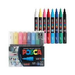 uni-ball Posca PC-1M Paint Markers, Fine Tip, Assorted Colors, 8/Pack (PC1M8C) Clearance