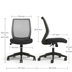 Discount ™ Essentials™ Armless Ergonomic Fabric Swivel Task Chair, Black (UN59378) Office Chairs