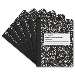 Universal Composition Book, College Rule, 7 1/2 X 9 3/4, White, 100 Sheets, 6/pack Clearance