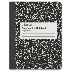 Universal Composition Notebooks, 9.75" x 7.5", Quad, 100 Sheets, Black, 6/Pack (UNV20957) New