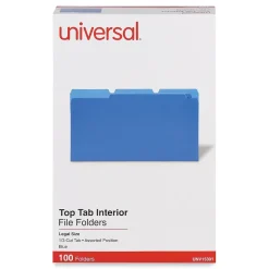 Universal File Folder, Legal Size, Blue, 100/Box (UNV15301) Hot