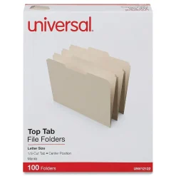 Universal File Folder, Letter Size, Manila, 100/Box (UNV12122) Discount