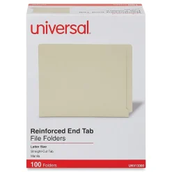 Universal Reinforced File Folder, Letter Size, Manila, 100/Box (UNV13300) Best