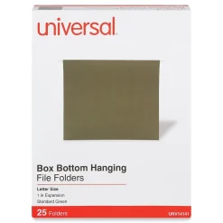 Universal Reinforced Recycled Hanging File Folder, Letter Size, Standard Green, 25/Box (UNV14141) Clearance