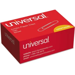 Universal Sparco Smooth Finish Jumbo Paper Clips, Silver, .045 Gauge, 1,000/Pk Discount