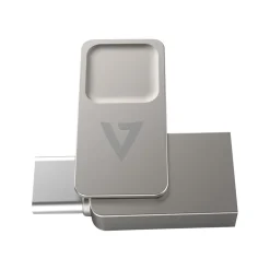 V7 Dual 128GB USB 3.2 Type C Flash Drive, Gray (VF3128GTC)* Usb Flash Drives