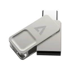 V7 Dual 128GB USB 3.2 Type C Flash Drive, Gray (VF3128GTC)* Usb Flash Drives