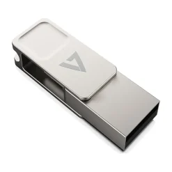V7 Dual-Purpose 64GB USB-C/USB 3.2 Flash Drive, Silver (VF364GTC)* Usb Flash Drives