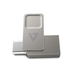 V7 Dual-Purpose 64GB USB-C/USB 3.2 Flash Drive, Silver (VF364GTC)* Usb Flash Drives