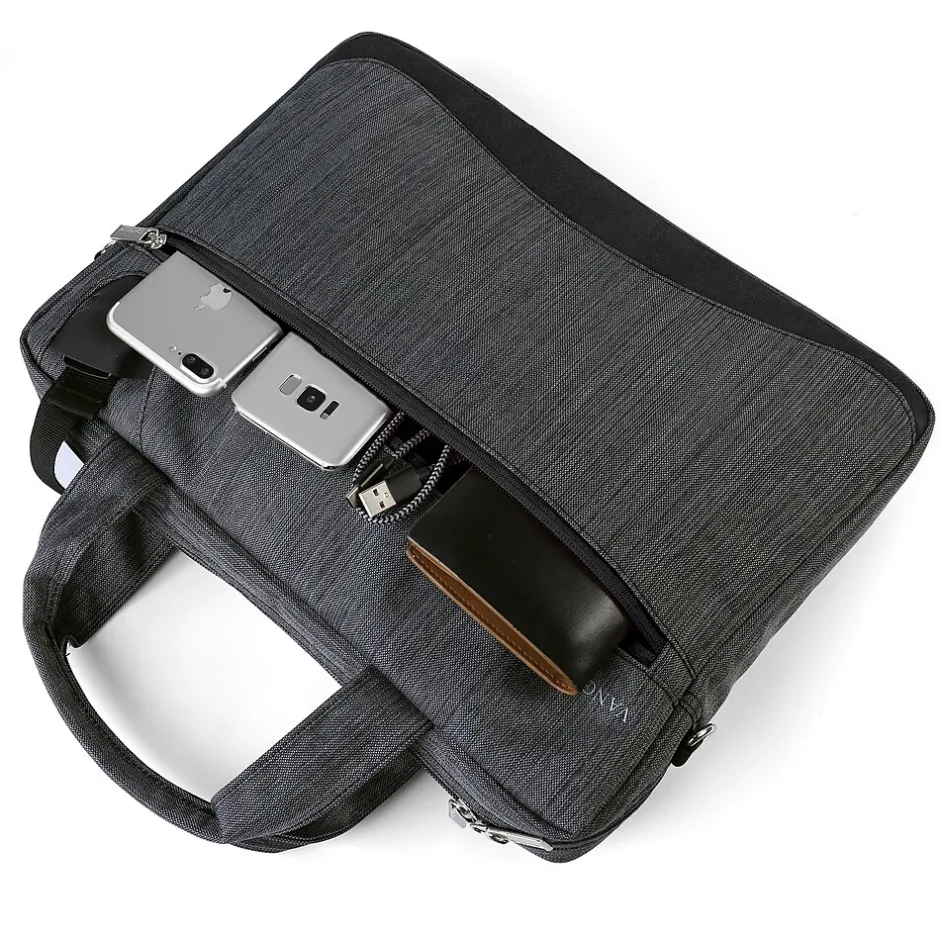 Vangoddy Laptop Messenger, Black/Gray Nylon (NBKLEA608)