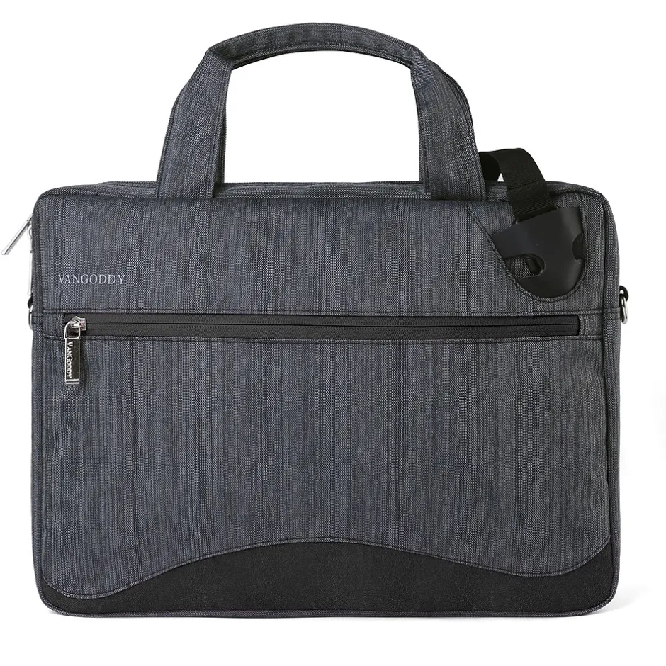 Vangoddy Laptop Messenger, Black/Gray Nylon (NBKLEA608)
